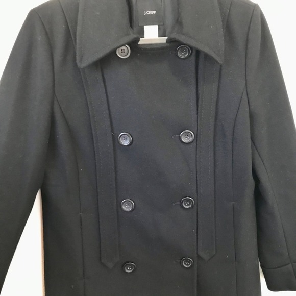 J.Crew Black Wool Classic Double Breasted Pea Coat Jacket Size 8 Preppy Nautical - Picture 4 of 14